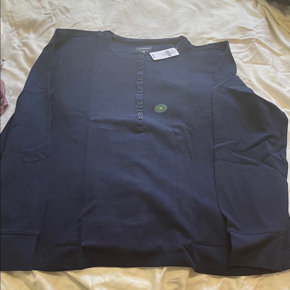 L.L. Bean Deep Blue Henley Shirt